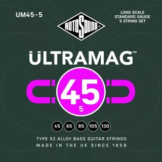Rotosound UM45-5 Ultramag Saiten für Bassgitarre, 5-saitig, 40-130